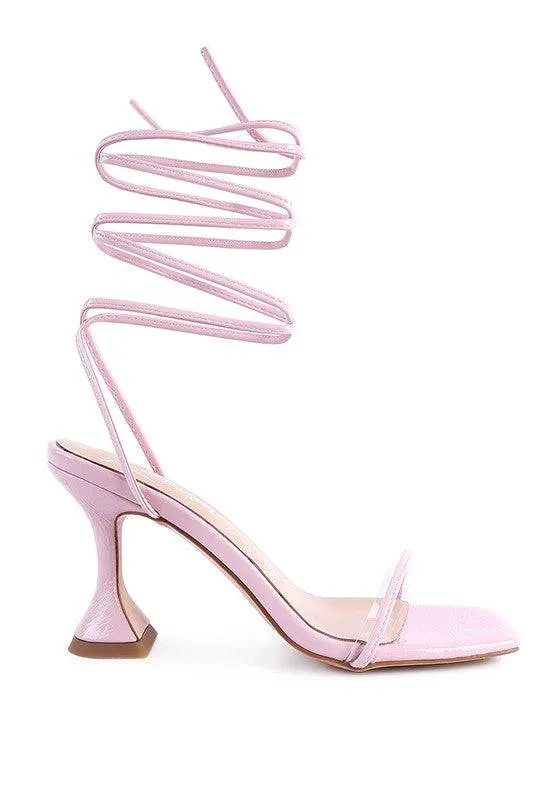 BITEN BERRY SPOOL HEELED LACE UP SANDAL