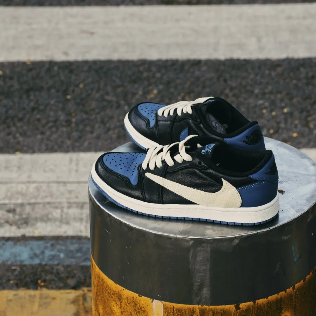 Blue White Custom Low Air Jordan 1 x Travis Scott