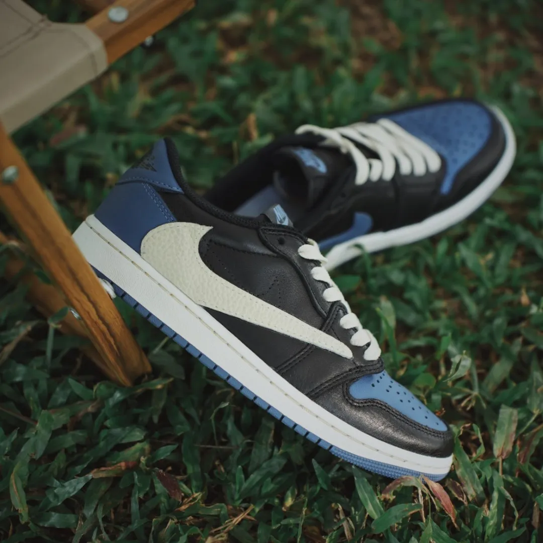 Blue White Custom Low Air Jordan 1 x Travis Scott