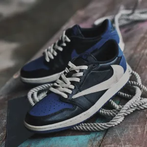 Blue White Custom Low Air Jordan 1 x Travis Scott