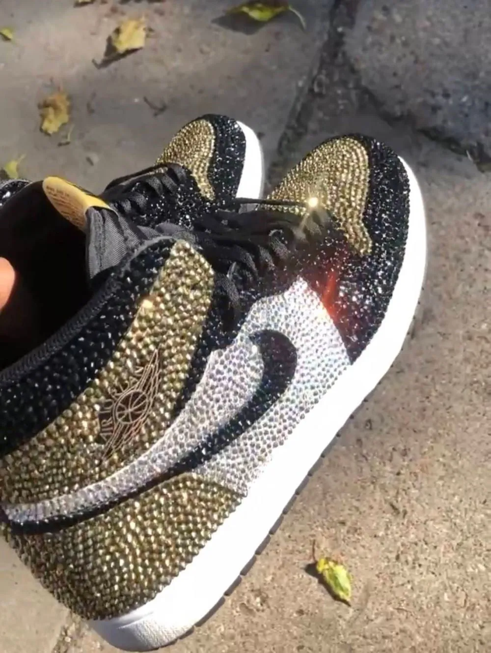 Brown Rhinestones Custom Air Jordan 1 x Wedding Sneakers