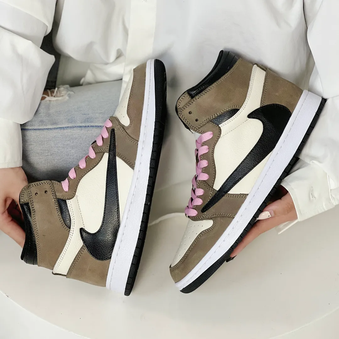 Brown&Pink Custom Air Jordan 1 x Travis Scott