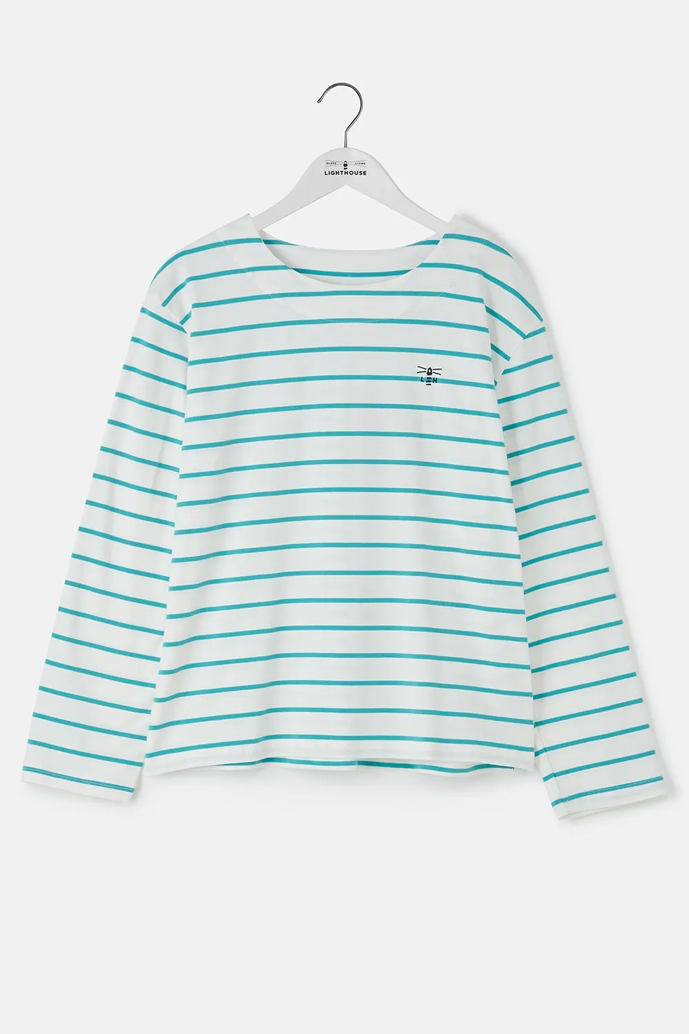 Causeway Breton Top - Soft Teal Stripe