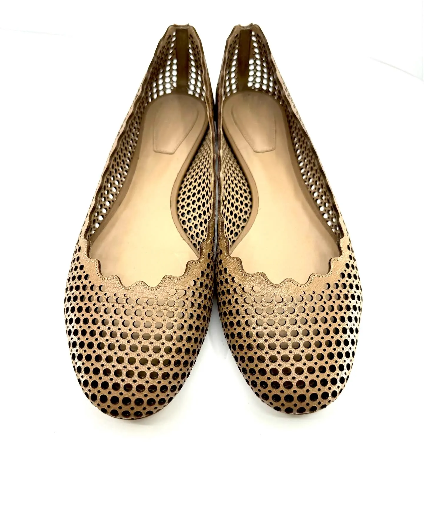 CHLOÉ LAUREN PERFORATED LEATHER BALLET FLATS