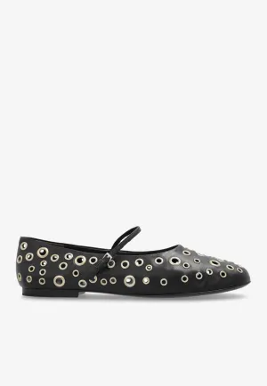 Eyelet Mary Jane Ballet Flats