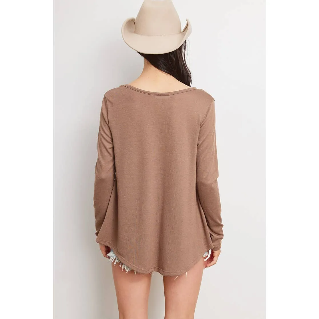Flower Print Boat Neck Long Sleeve Top