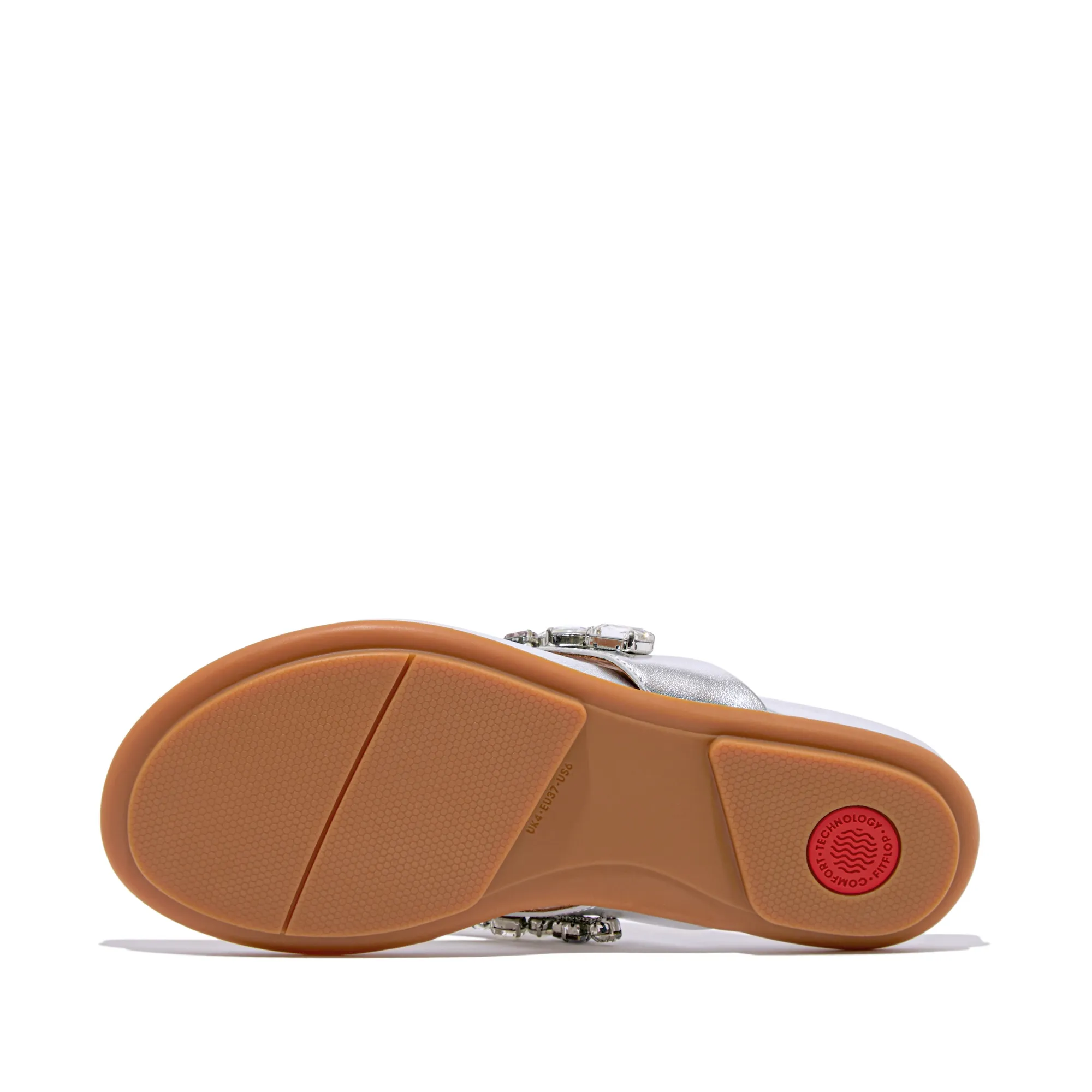 Gracie Jewel-Deluxe Metallic-Leather Flip-Flops in Silver
