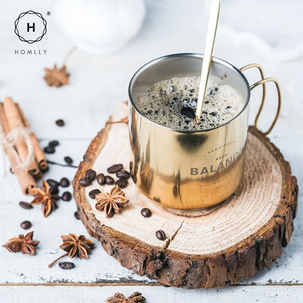 Homlly Industrial Stainless Steel Coffee Mug Cup (400ml)
