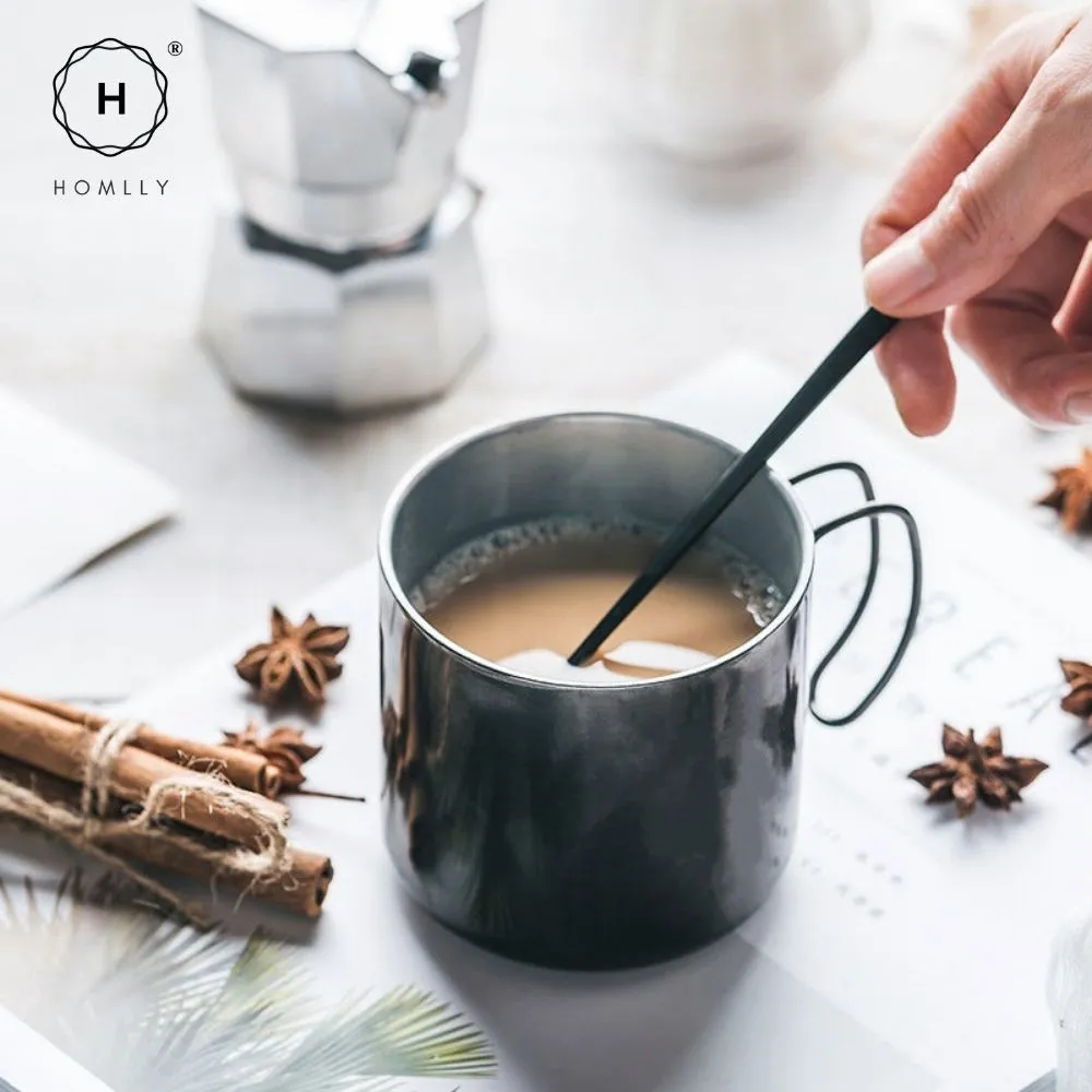 Homlly Industrial Stainless Steel Coffee Mug Cup (400ml)