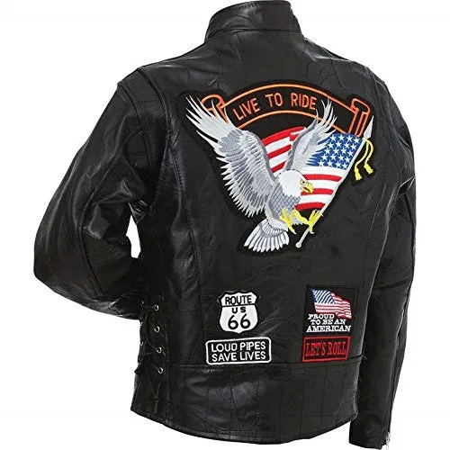 Leather Motorcycle Jacket, Black, 3X
