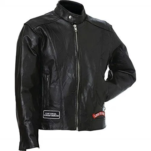 Leather Motorcycle Jacket, Black, 3X