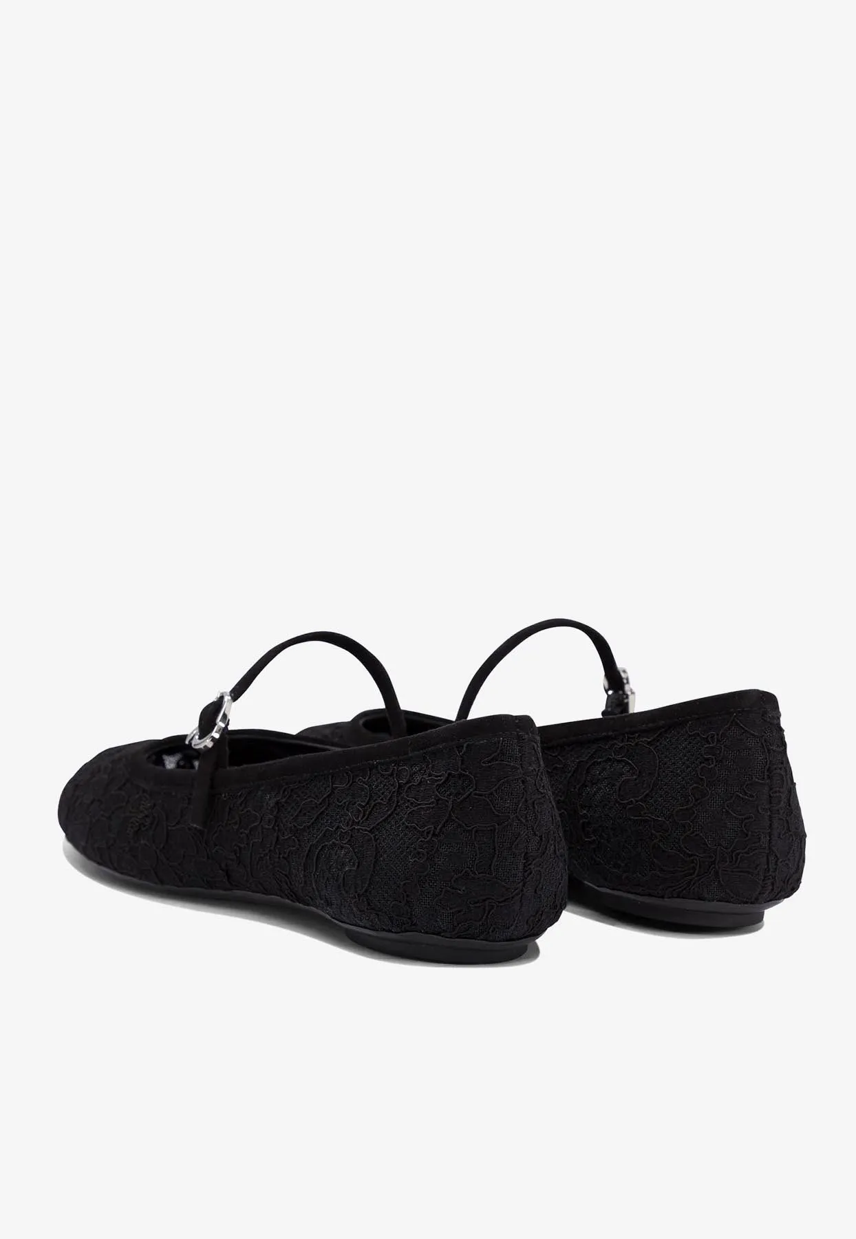 Leather-Trimmed Mesh Ballet Flats