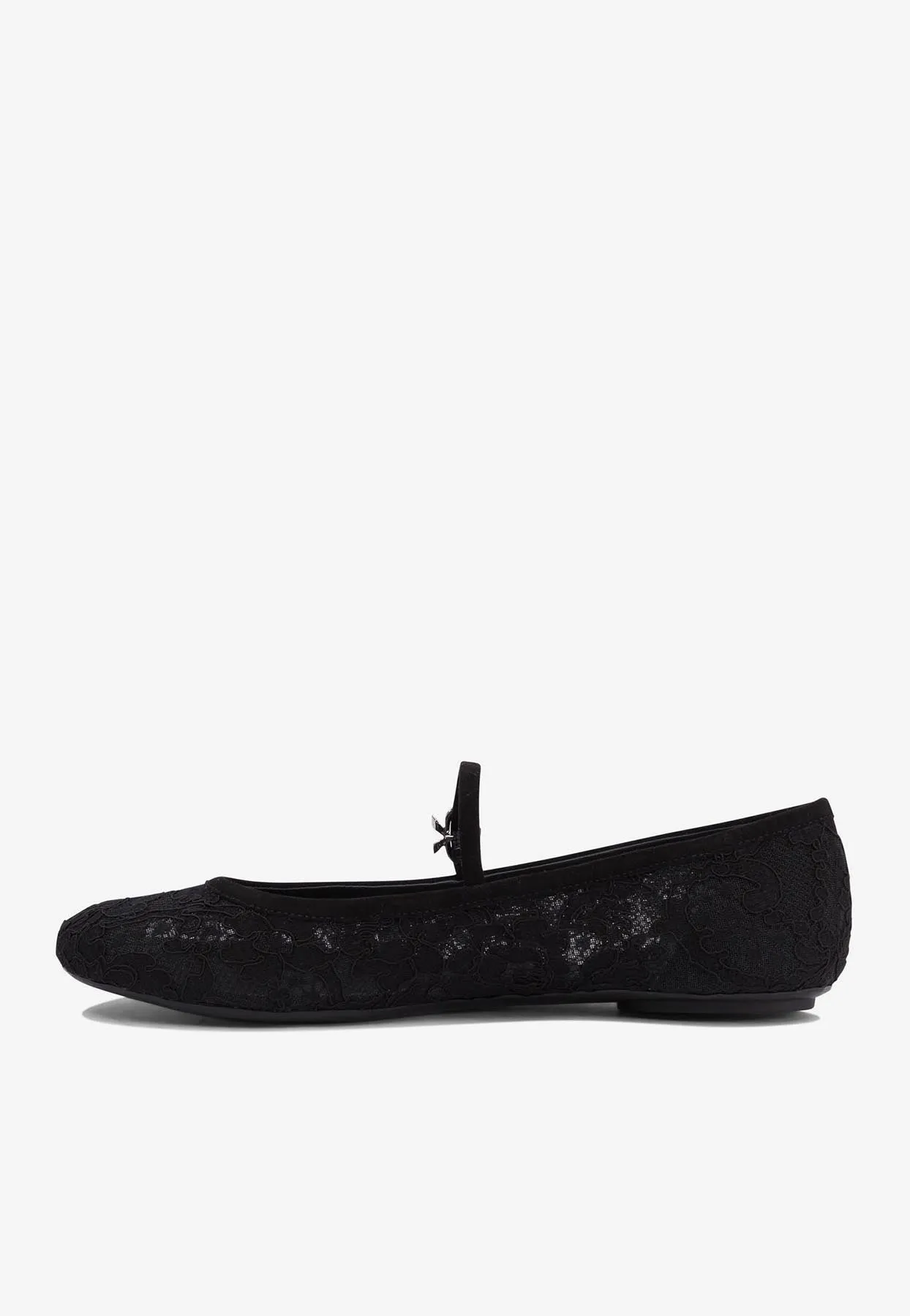Leather-Trimmed Mesh Ballet Flats