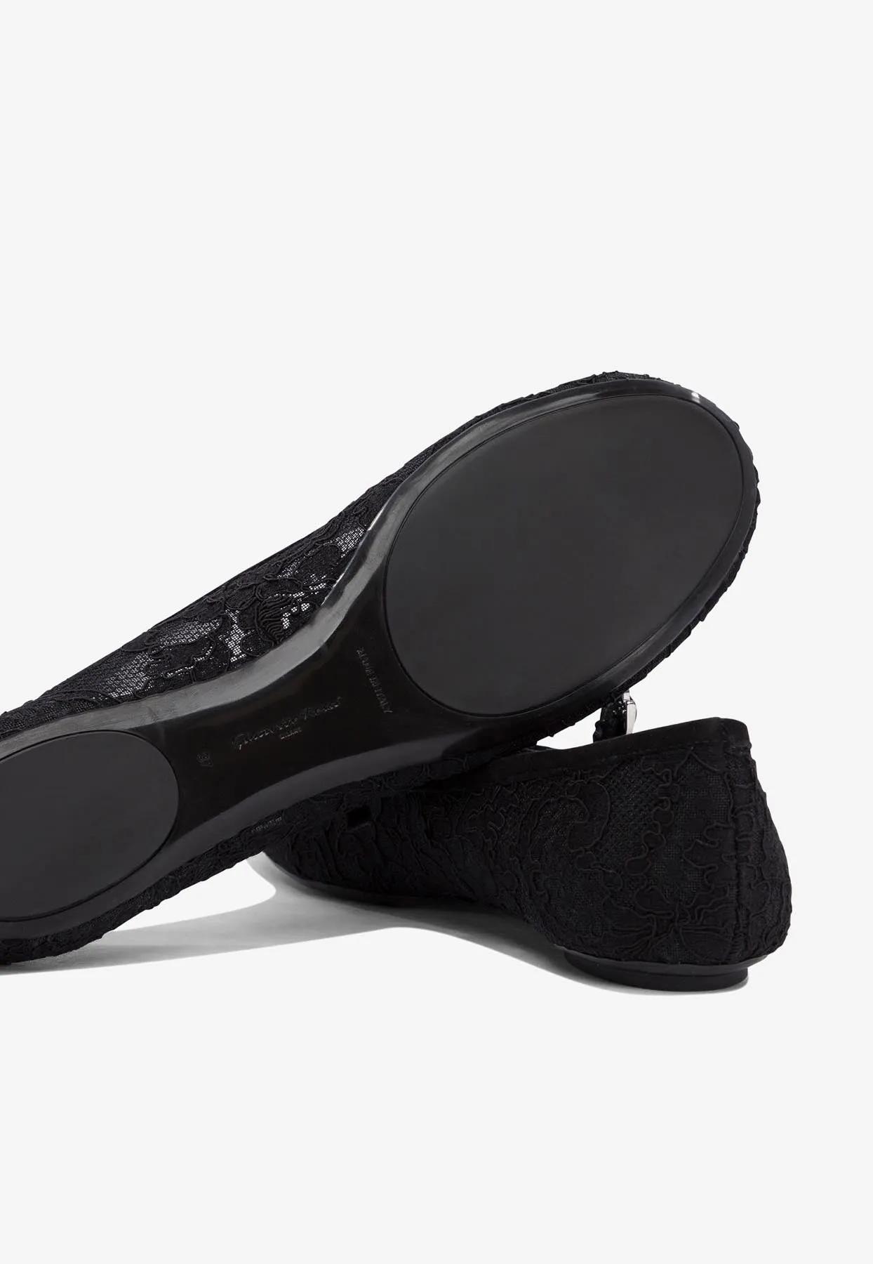 Leather-Trimmed Mesh Ballet Flats