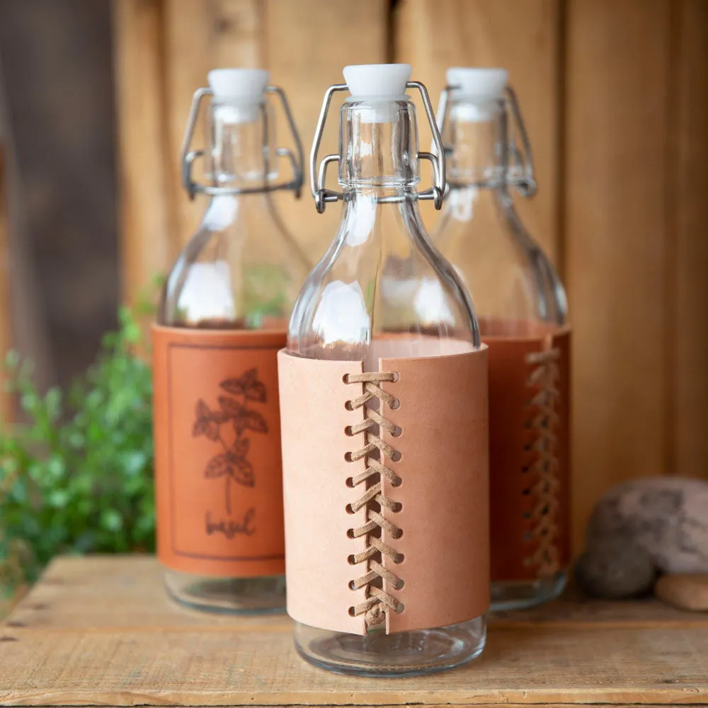 Oil Jar with leather warp