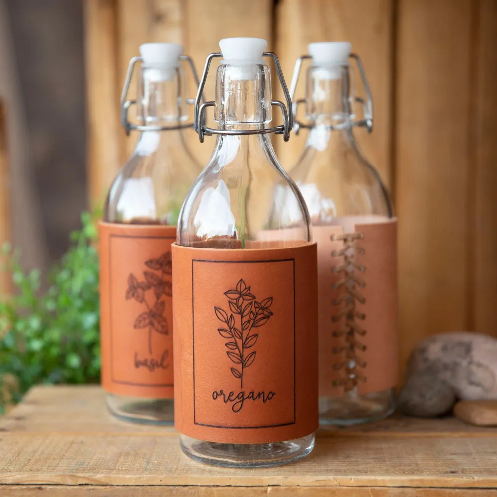 Oil Jar with leather warp