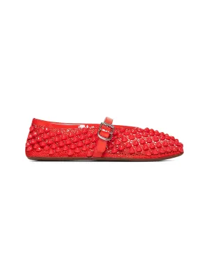 Orange studded mesh ballet flats