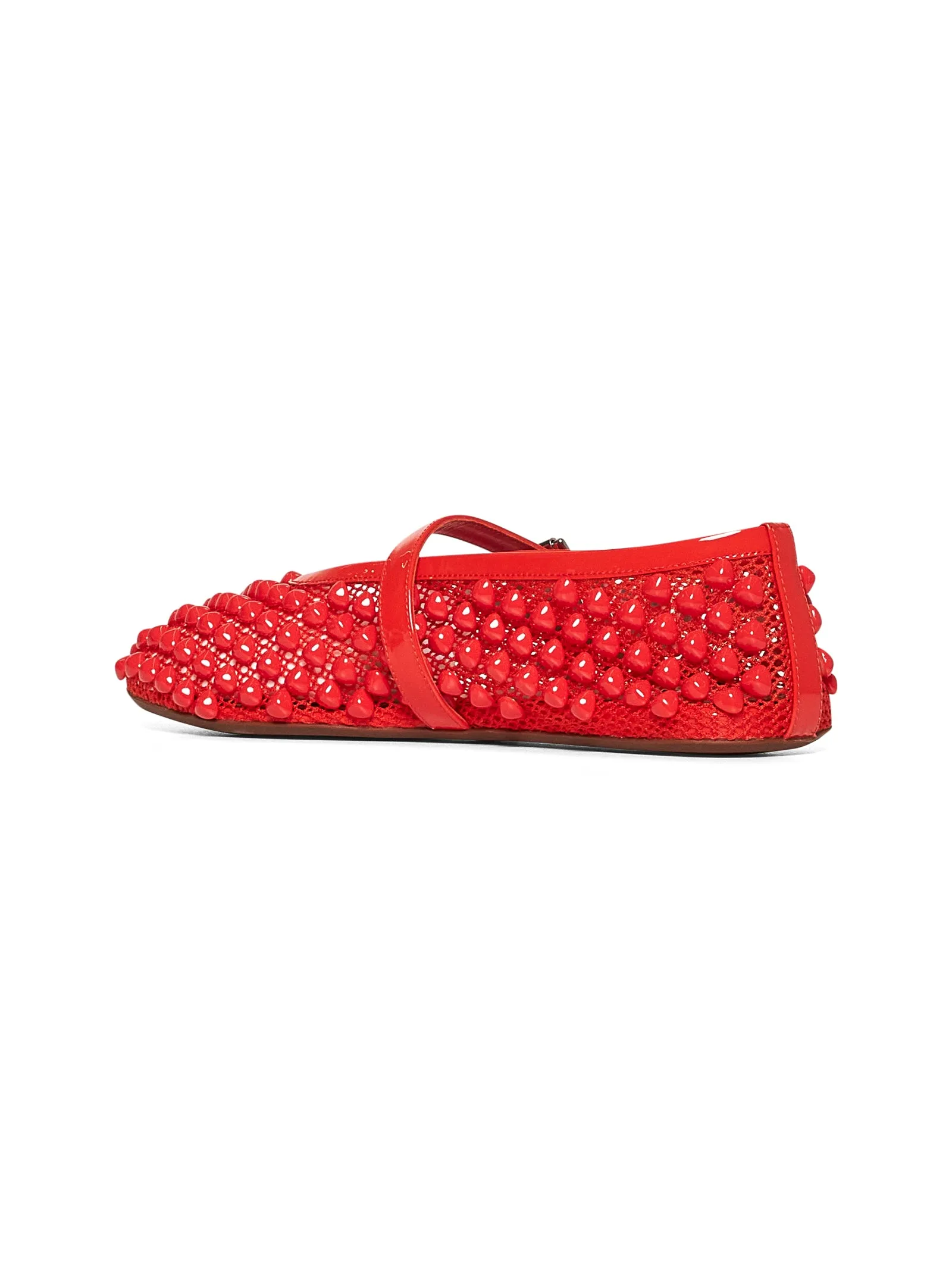 Orange studded mesh ballet flats