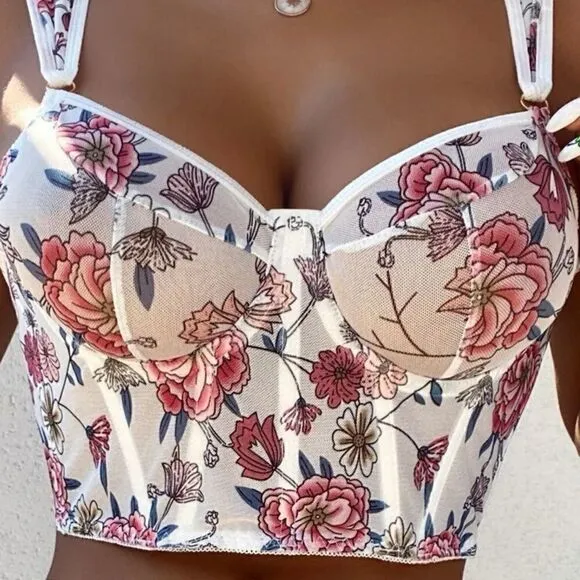 Sexy Sheer Floral Lingerie Set