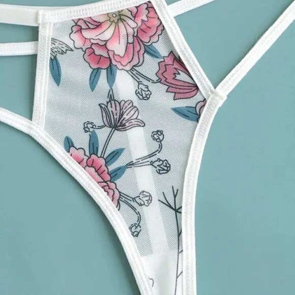 Sexy Sheer Floral Lingerie Set