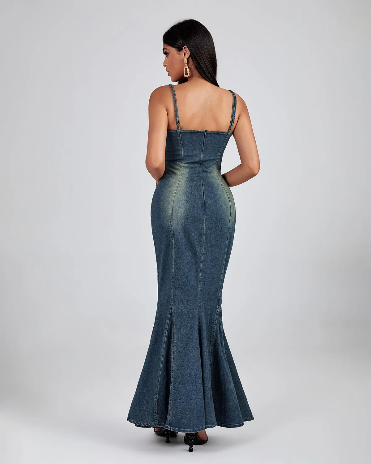 Strappy Studded Jean Dress