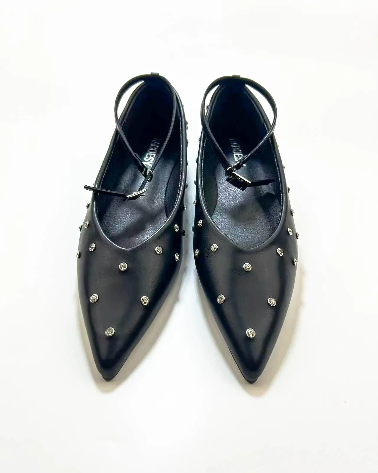 Studded Point Toe Ballet Flats