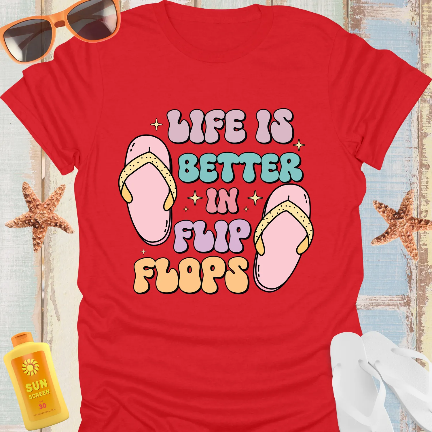 Summer Vibes Flip Flops Tshirt For Relaxed Beach Days
