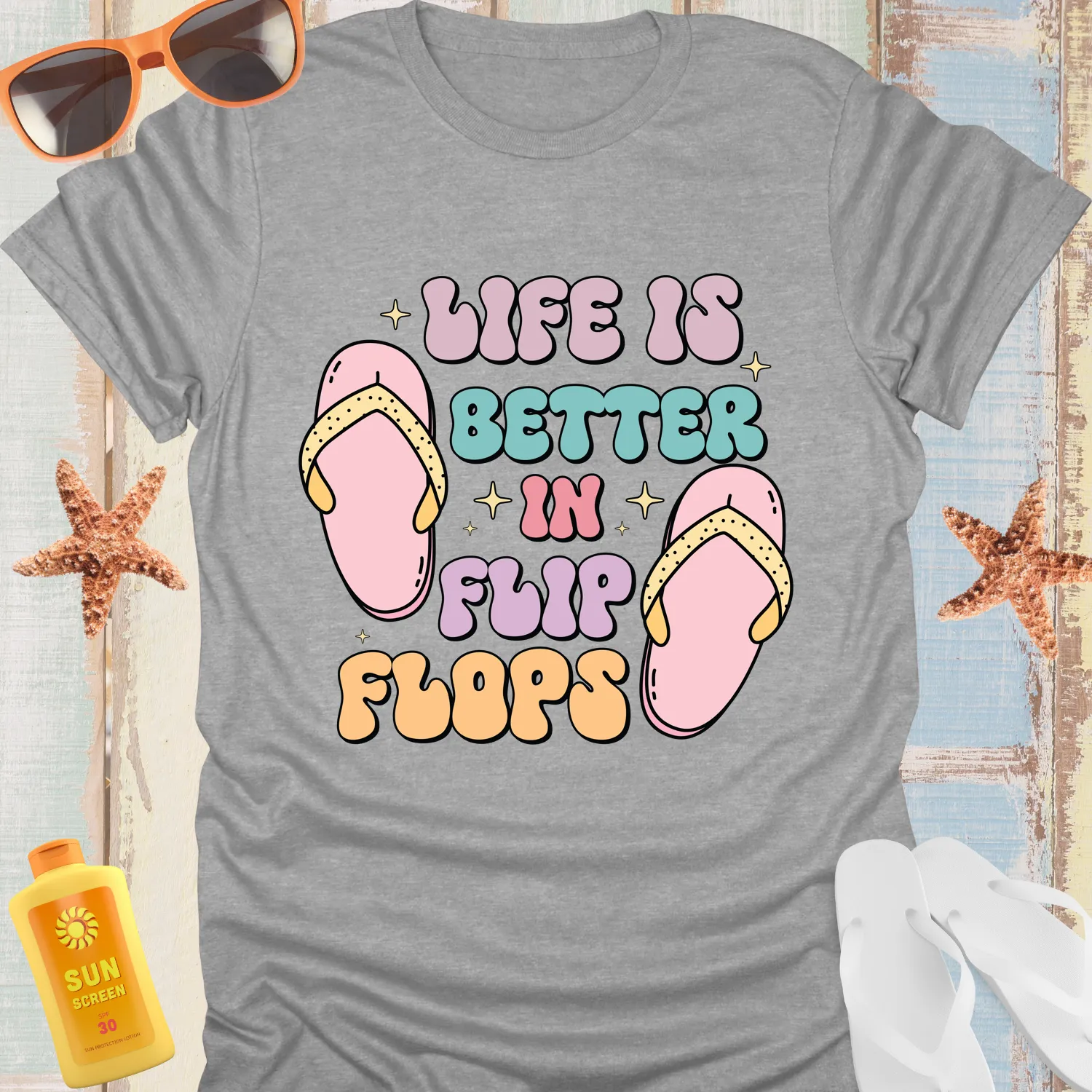 Summer Vibes Flip Flops Tshirt For Relaxed Beach Days