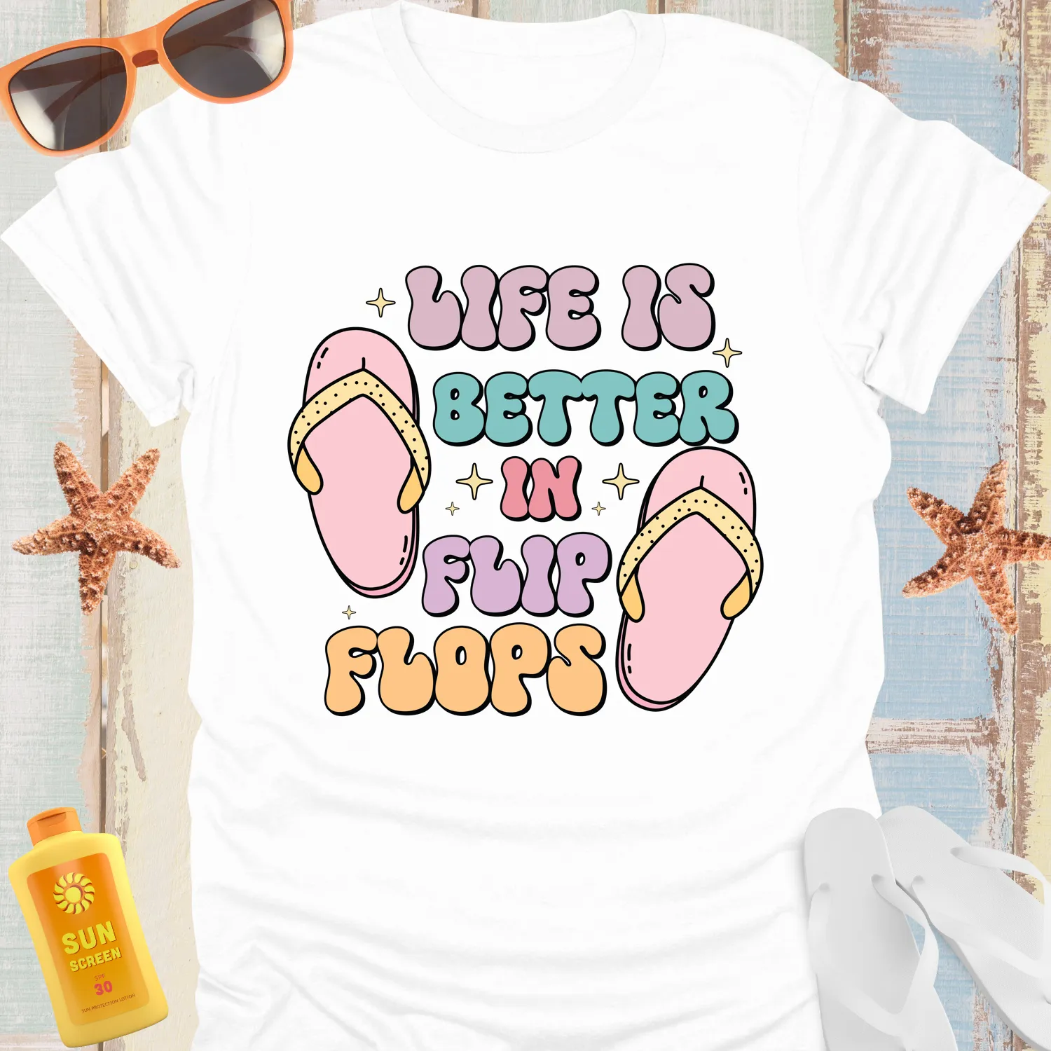 Summer Vibes Flip Flops Tshirt For Relaxed Beach Days