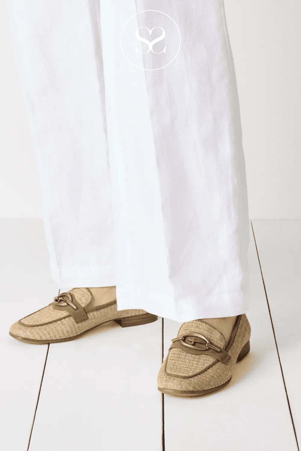 TAMARIS 1-24223-44 CREAM/TAN WOVEN LOAFER