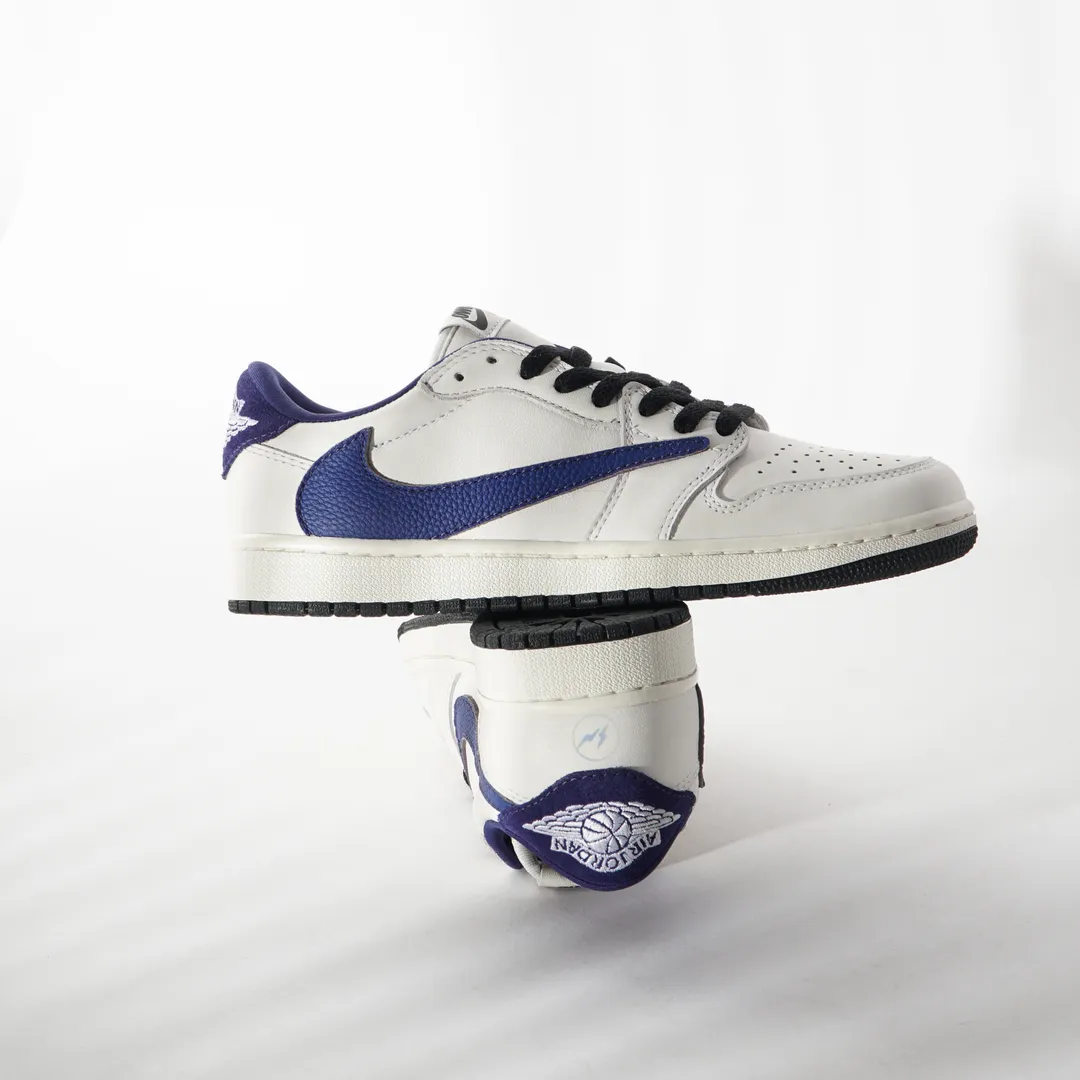 White&Blue Custom Low Air Jordan 1 x Travis Scott