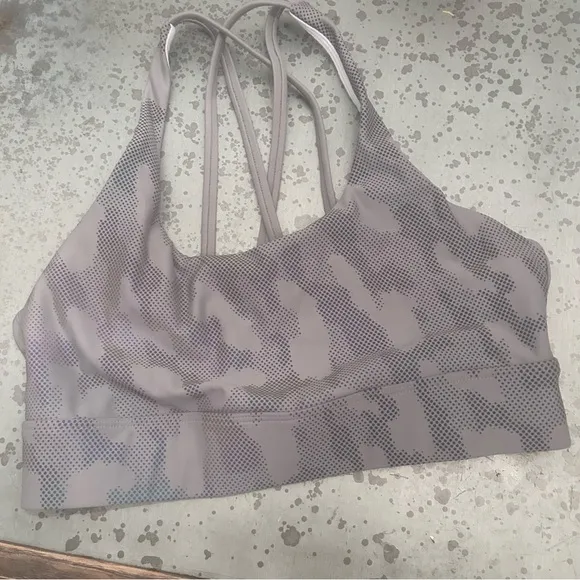 Wodbottom rare light grey camo camouflage sports bra strappy gym cross train top