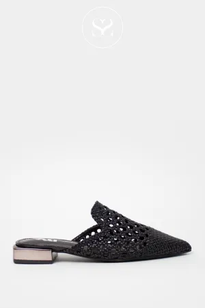 XTI 1437950 BLACK WOVEN LOW BLOCK HEEL PUMPS
