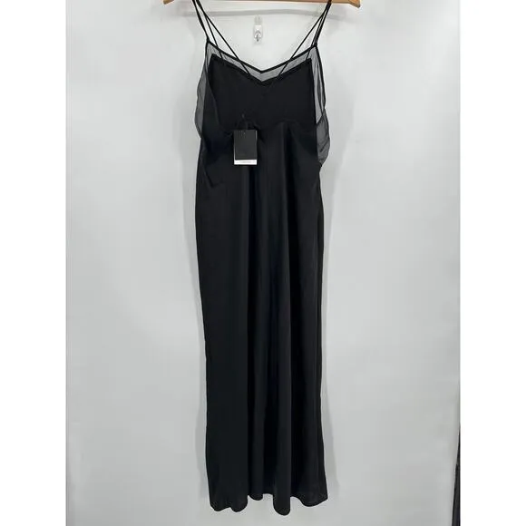 Zara Lingerie Black Slip Dress Strappy Sexy Size large NWT