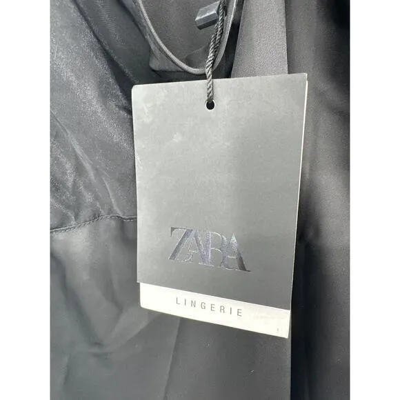 Zara Lingerie Black Slip Dress Strappy Sexy Size large NWT
